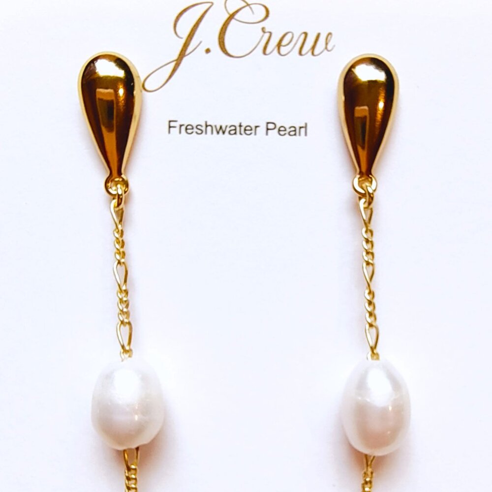 NWT J.CREW Pearl And Pavé Crystal Waterfall Earrings - Picture 3 of 9
